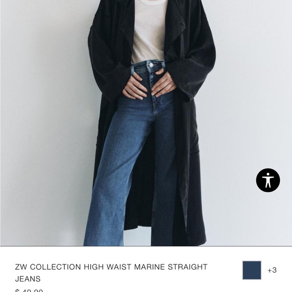 Zara white denim mariner wide leg jeans size 4 - Picture 4 of 4